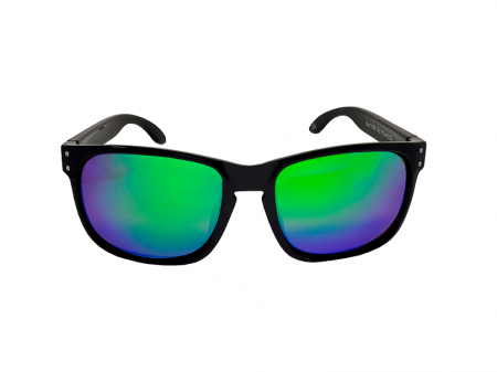 Óculos de sol polarizado - Dark Vision F1596 - Classic - Lente Interna Marrom com Verde Espelhado - Armação Preta - Floating