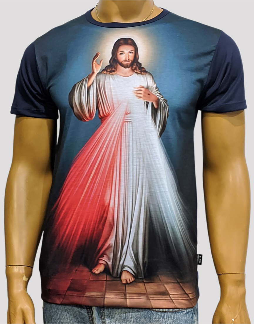 Camiseta Jesus Misericordioso Marinho