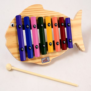 Instrumento Musical Infantil Metalofone Peixe Colorido Vibratom
