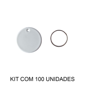 Chaveiro em Polímero Branco Redondo 4cm para Sublimação (SM) | Kit com 100 Unidades