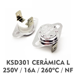 Termostato KSD302 250V-16A Cerâmica 260ºC | Normal Fechado