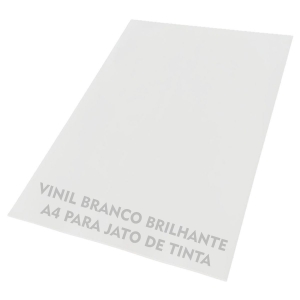 VINIL ADESIVO BRANCO BRILHANTE A4 (210X297MM) PARA JATO DE TINTA - 1 FOLHA/UNIDADE