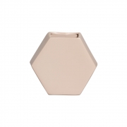 Vaso De Parede Hexagonal Em Cerâmica Bege Claro 24,5x26,4 cm