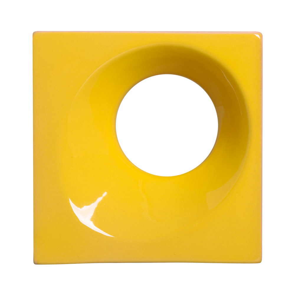 Cobogó de Cerâmica Amarelo Esmaltado Linha Orvalho G 19,5x19,5x8 Cm