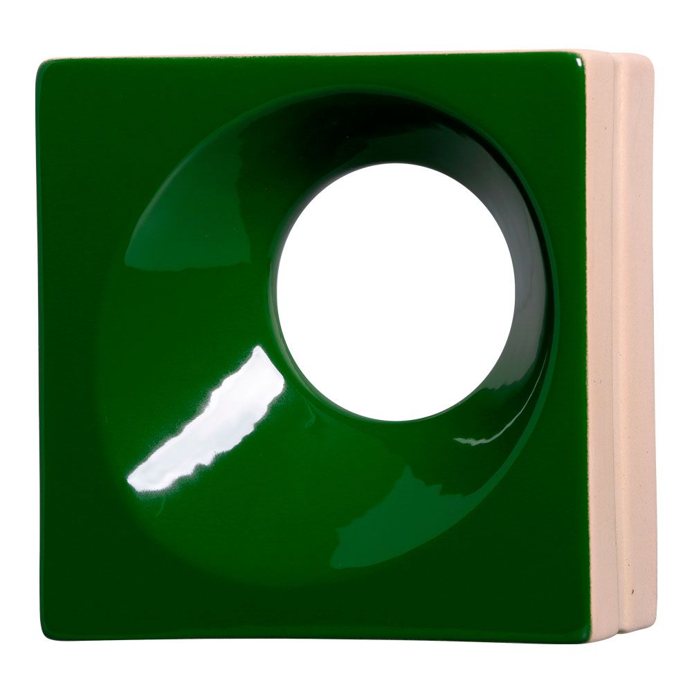 Cobogó de Cerâmica Verde Esmaltado Linha Orvalho G 19,5x19,5x8 Cm