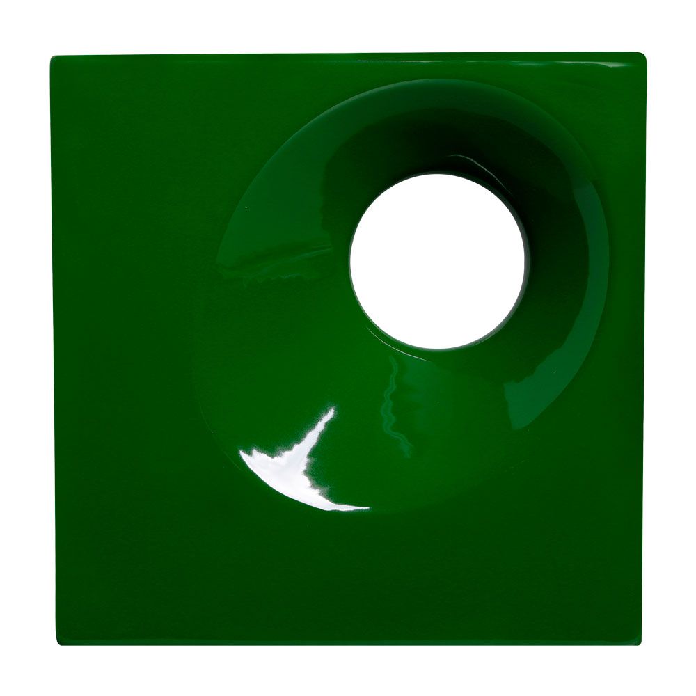 Cobogó de Cerâmica Verde Esmaltado Linha Orvalho M 19,5x19,5x8 Cm