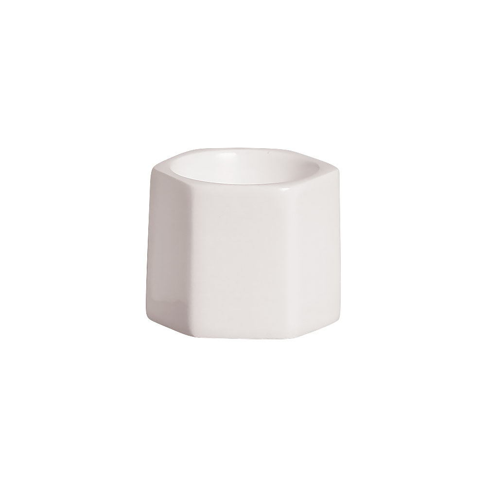 Mini Vasinho Hexagonal Cerâmica Branco 6,9x7,7 cm