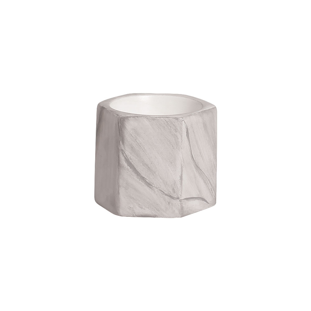 Mini Vasinho Hexagonal Cerâmica Marmorizado 6,9x7,7 cm