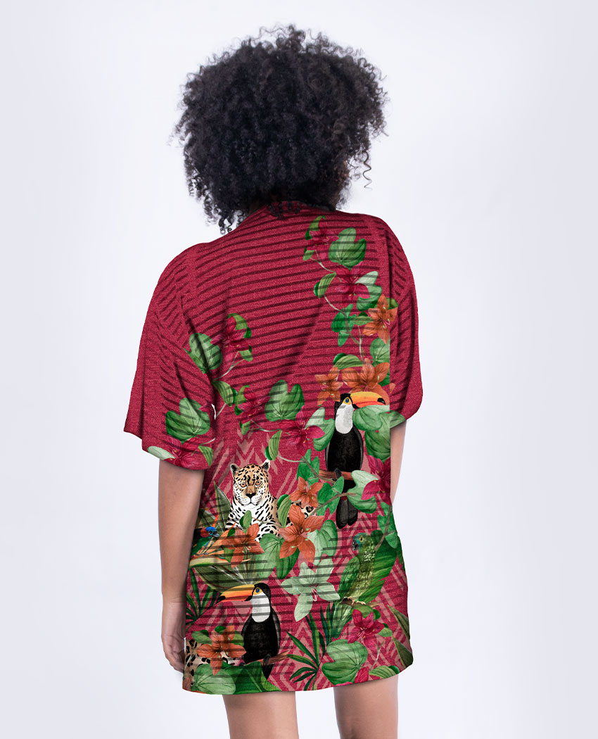 Kimono Curto Família Silvestre Bordô