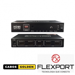 Distribuidor HDMI 1 entrada 4 saídas 4Kx2K@60HZ 4:4:4 - 18Gbps *FX-HSP0104C*