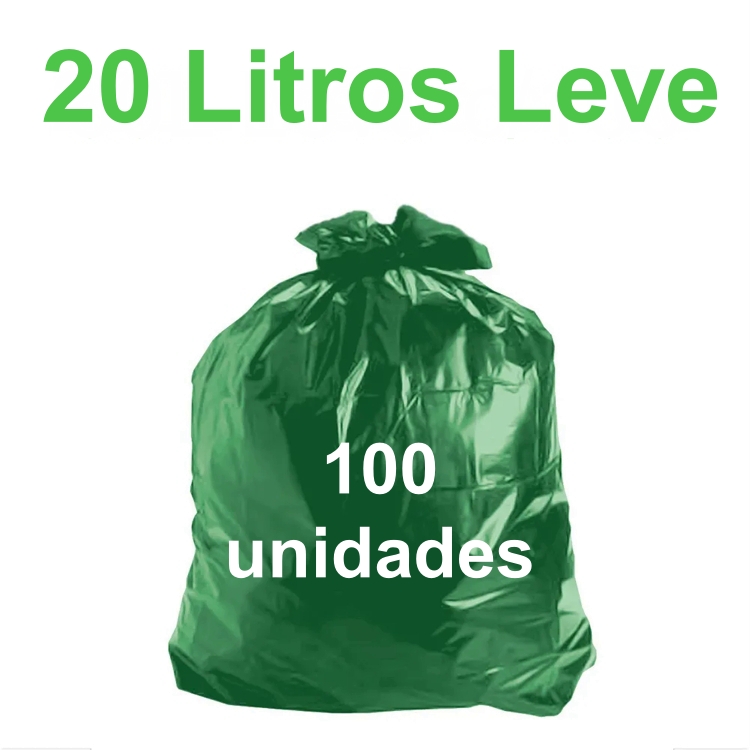 Saco de Lixo Verde 20 litros 100 unidades Tipo Leve