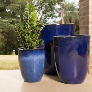 Vaso Grande Vietnamita Para Plantas E Flores Azul 35x50cm
