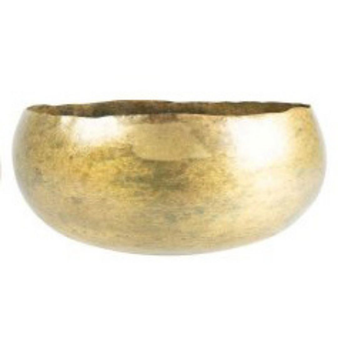 Bacia de Metal Artesanal Dourada Indiana Ellen 24x11cm