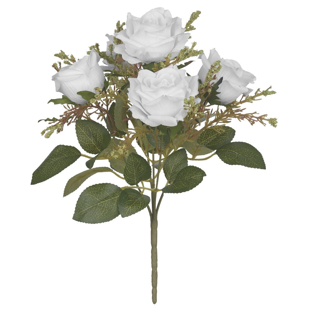 Buquê de Rosas Branca Artificial  32cm