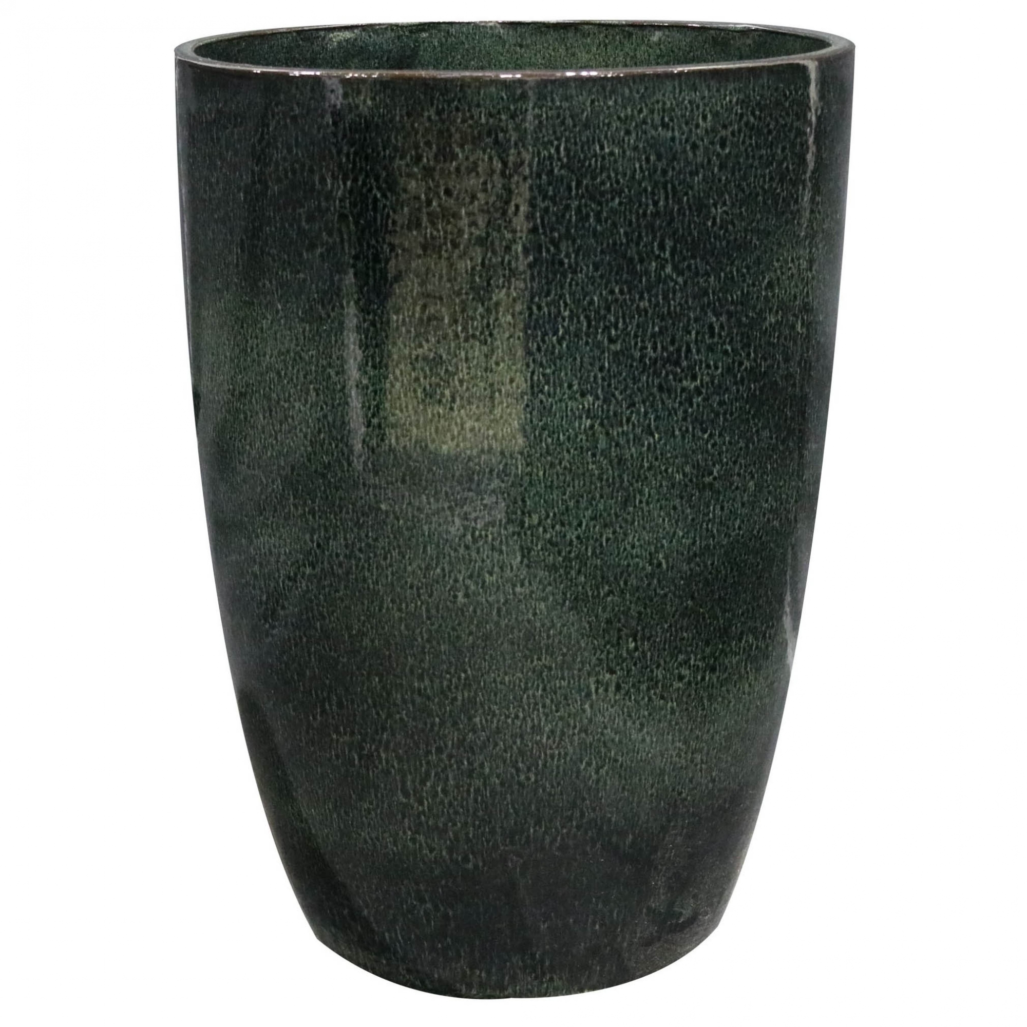 Vaso de Cerâmica Artesanal Preto Esverdeado Liv 35x51cm