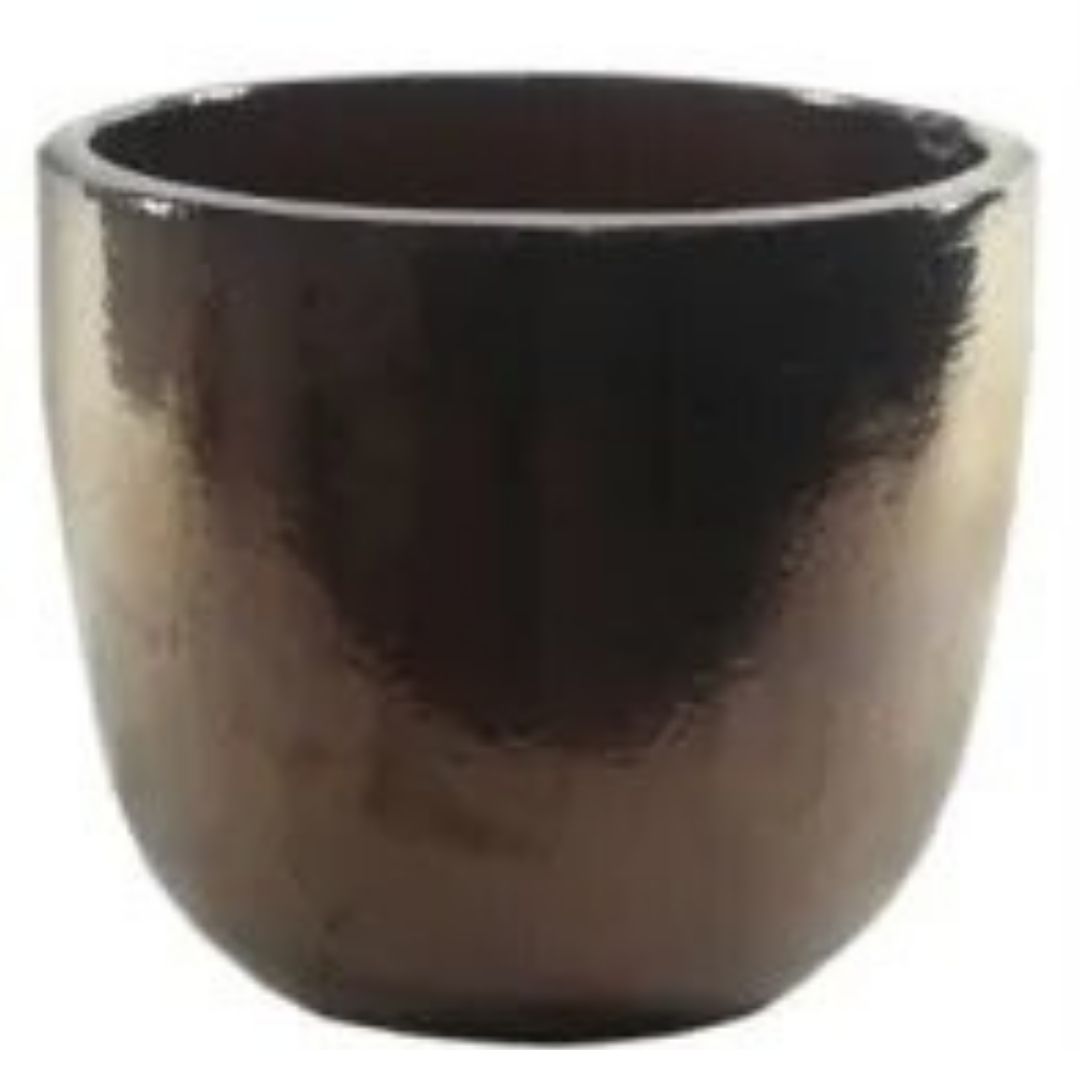 Vaso de Cerâmica Caramelo Dourado Rico