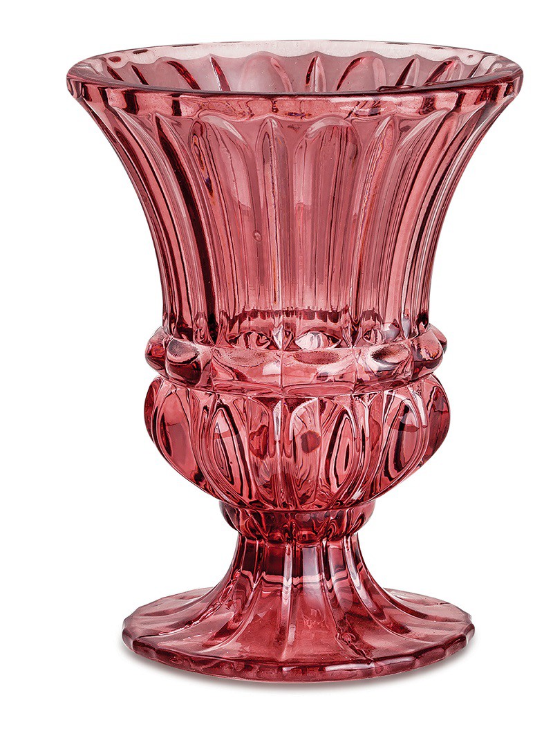 Vaso de Cristal Vermelho Marsala 08x11cm