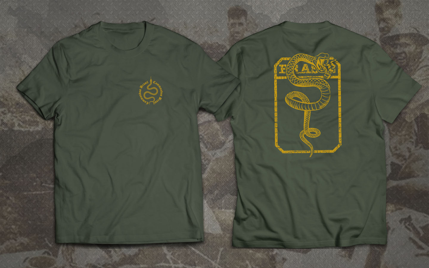 Camiseta Cobra Fumante - Verde com Dourado - Estampa nas Costas