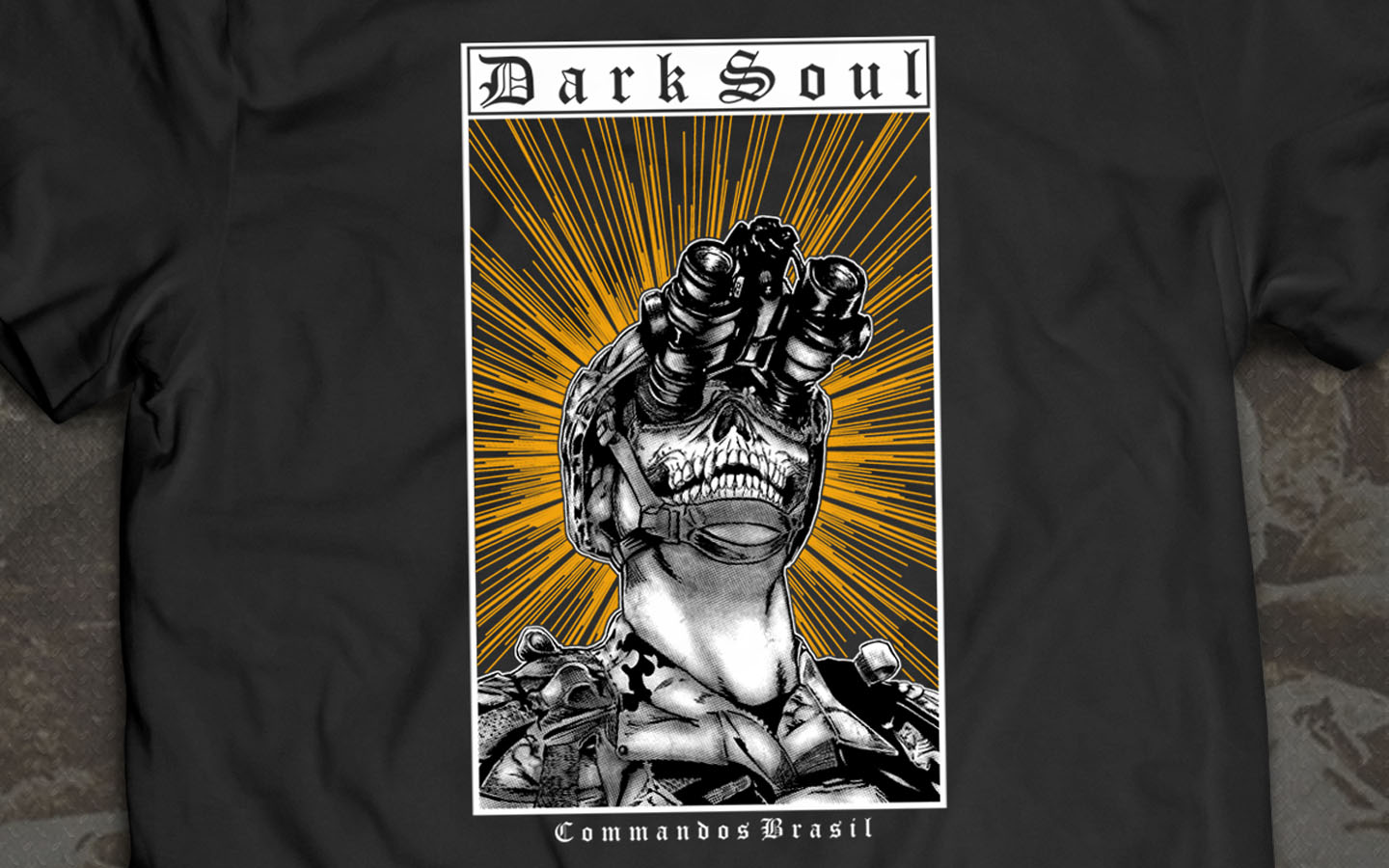 Camiseta Dark Soul - Moldura Branca - Estampa Frontal