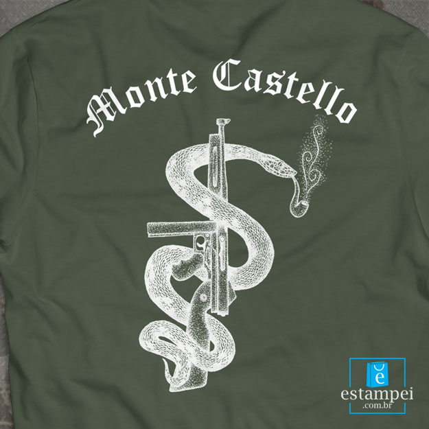 Camiseta Monte Castello - Commandos Brasil - Verde Musgo com Branco