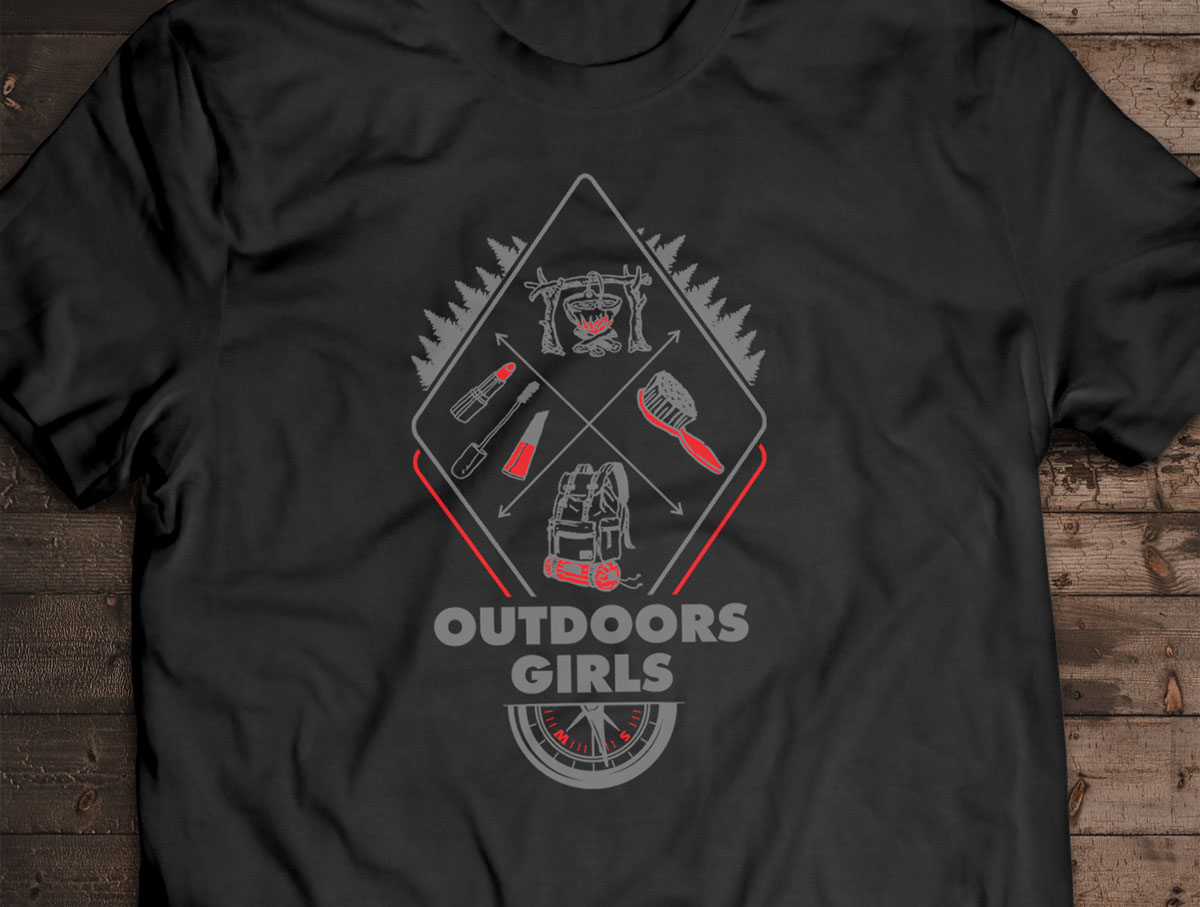 Camiseta Outdoors Girls - Canal Outdoors - Preta / Unissex