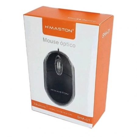 Mouse Óptico USB 3 Botões Preto SHA-01 Hmaston