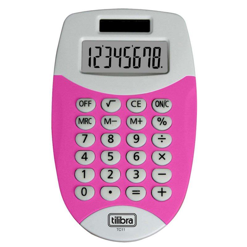 Calculadora De Bolso 8 Digitos Pequena TC11 Rosa Tilibra