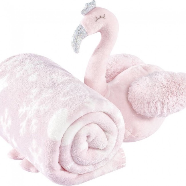 Manta  Bebê Anti Alérgico Com Bichinho De Pelúcia Flamingo