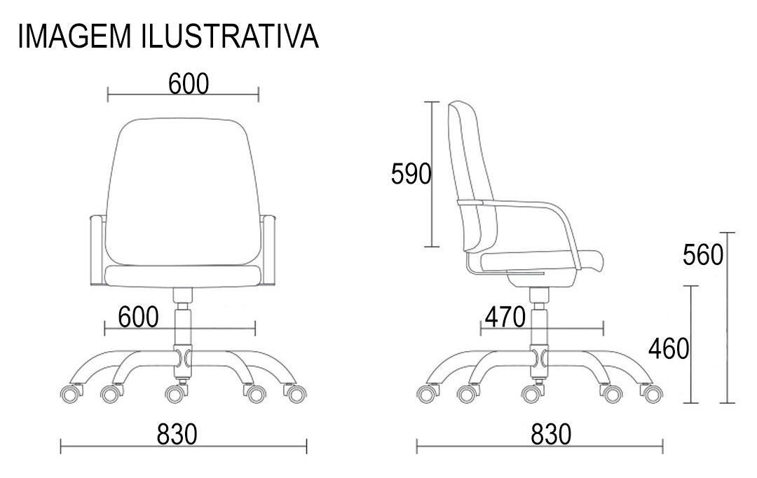 Cadeira Escritório Diretor Reforçada Suporta 150Kg Estrutura Preta