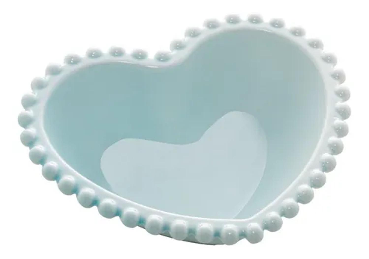 Saladeira Porcelana Coração Beads Azul 18x15x5 cm - Wolff