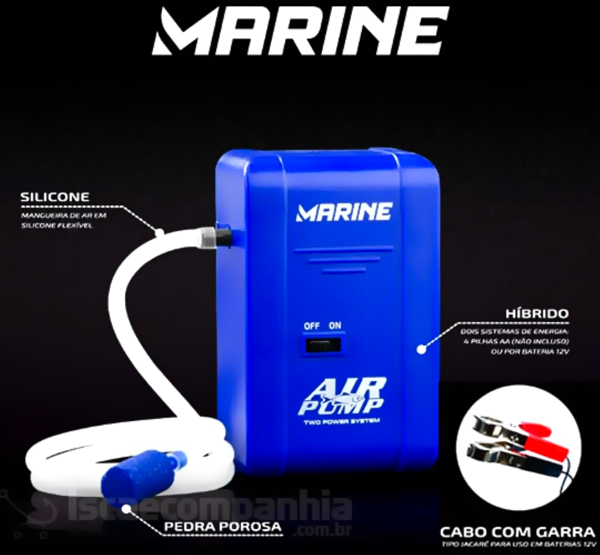 Oxigenador Marine Sports MS-APA 12V ou 4 Pilhas Azul