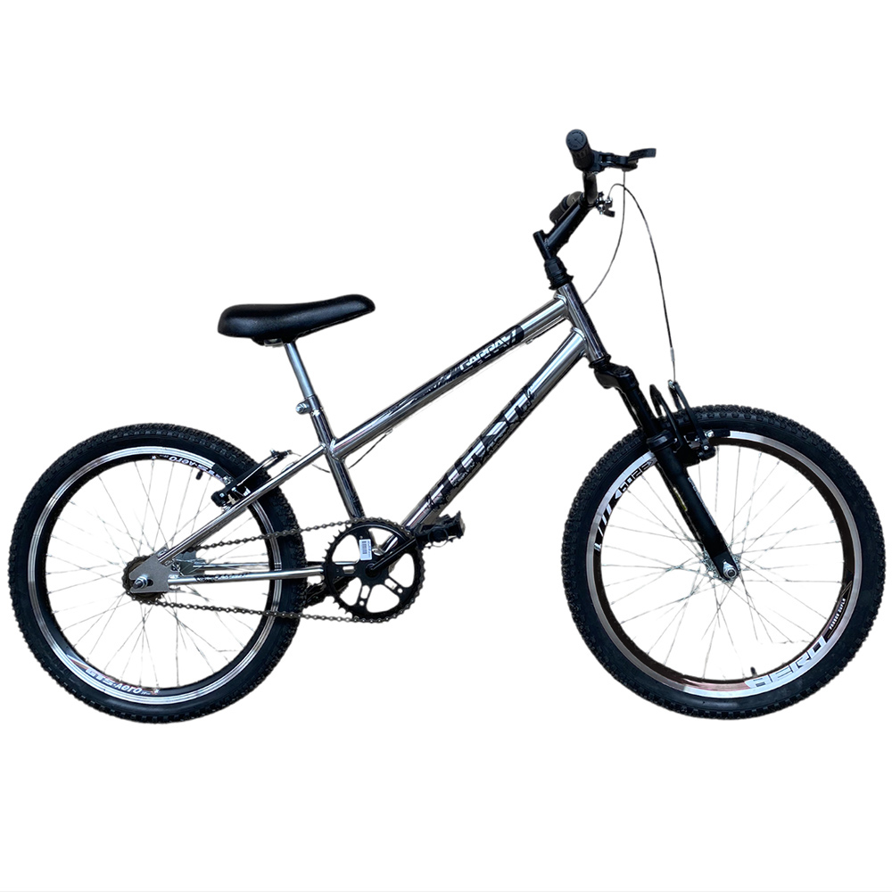 Bicicleta Aro 20 Infantil Garra Flash Cross BMX C/Suspensão Cromado