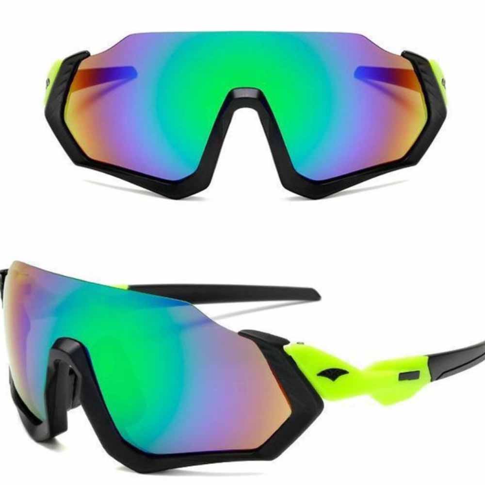 Óculos Esportivo Eagle UV400 Ciclismo Preto/Verde Lente Espelhada