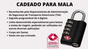 Cadeado Segredo TSA Malas viagem Armario Portão Janela c/3