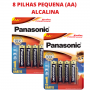 Kit Pilha Pequena AA Alcalina Panasonic - 2 cartelas de 4 cada