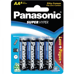 Pilha Pequena AA 3SHS Panasonic  - c/8 (caixa com 12 cartelas)