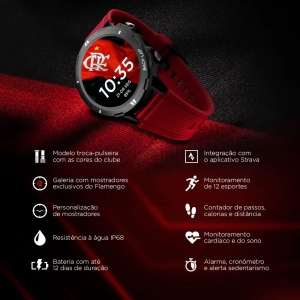 Relógio Smartwatch Technos Masculino Connect Sport TSPORTSAF/7R Vermelho/Preto