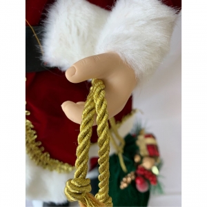 Papai Noel Casaco Pelúcia Branco Vermelho com Movimento Som Sino 70 cm