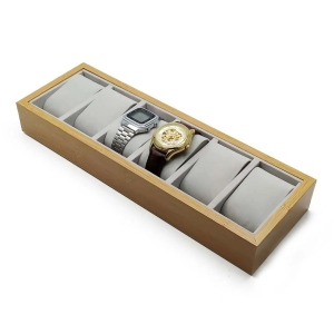 Porta Relógio Thai Madeira com Veludo X6 33X11X4,5cm
