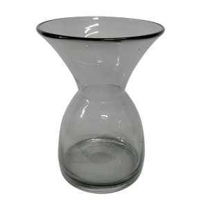 Vaso de Vidro Decorativo Cinza 18X25cm