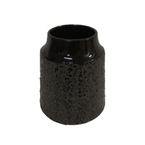 Vaso em Cerâmica Preta Texturizada - 15,2cm