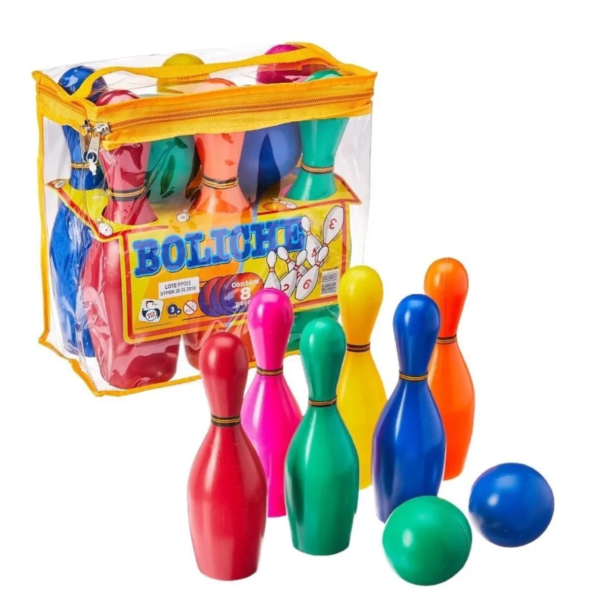 Jogo de Boliche Brinquedo Infantil 6 Pinos 2 Bolas 22cm 8Pçs - Esportes