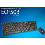 Kit Teclado E Mouse S/ Fio 2.4ghz Wireless Multimídia EO503 - Evolut