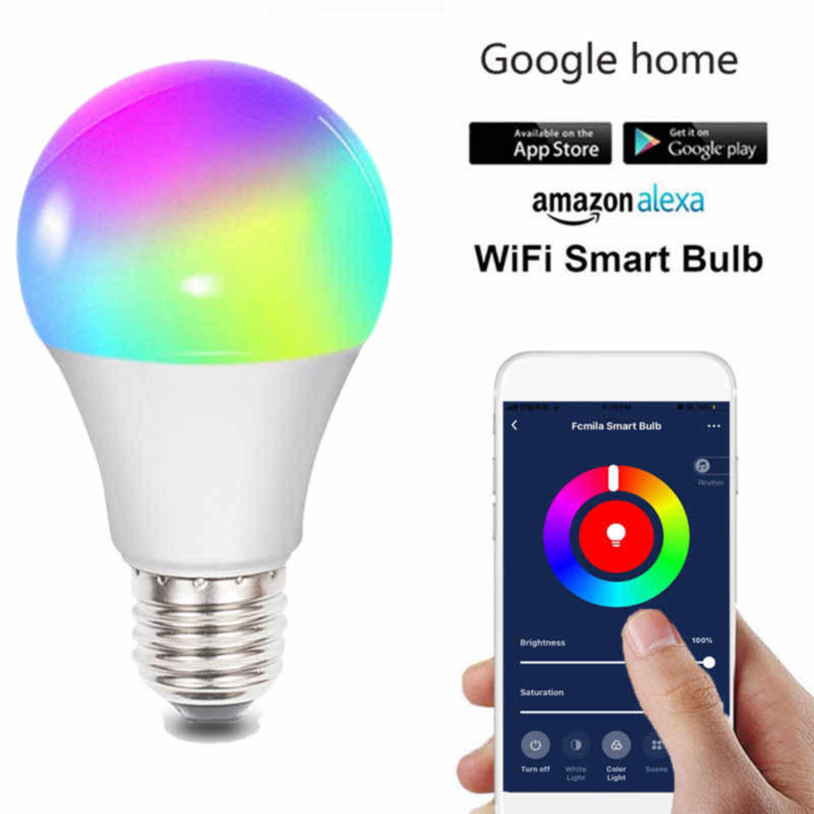 Smart Lampada Inteligente RGB Ekaza Wifi 10w Led Google Home / Alexa