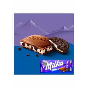 Barra de Chocolate Ao Leite dos Alpes Recheado com Biscoito Oreo 100g Milka Alemanha
