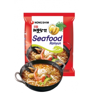 Macarrão Instantâneo Lámen com Sopa Sabor Frutos do Mar Picante Seafood 100g Nong Shim Coréia do Sul