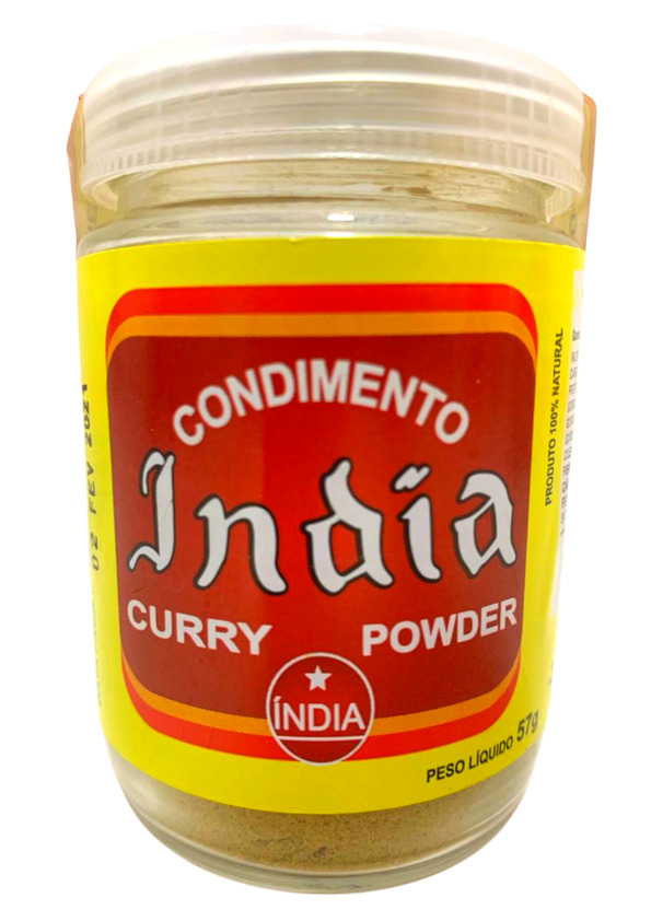 Condimento de Curry em P&oacute; em Vidro 57g India