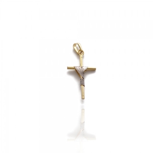 Pingente Crucifixo Trançado Pequeno em Semijoia - 8030520A