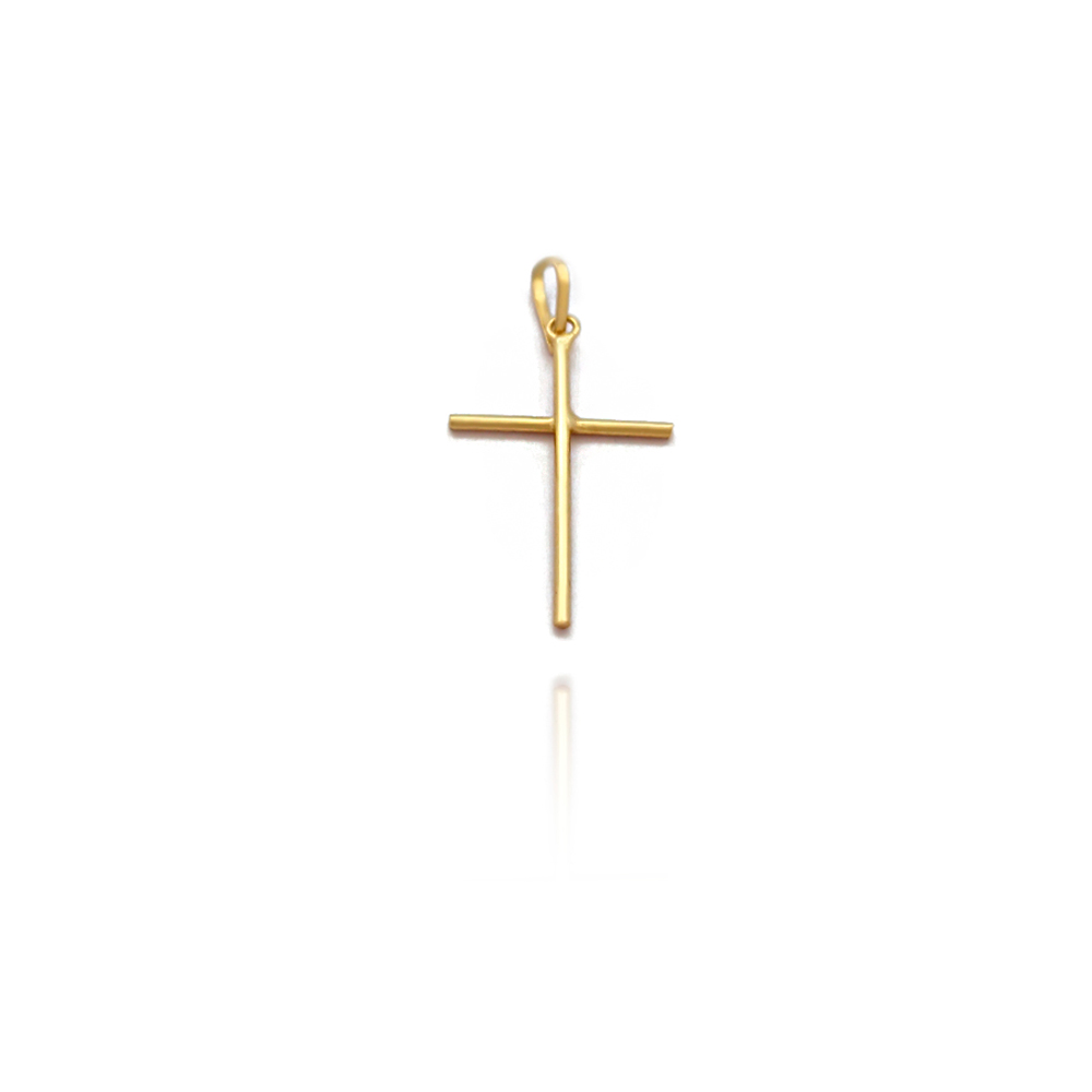 Pingente Crucifixo Liso Arredondado em Ouro 18K - 703023K