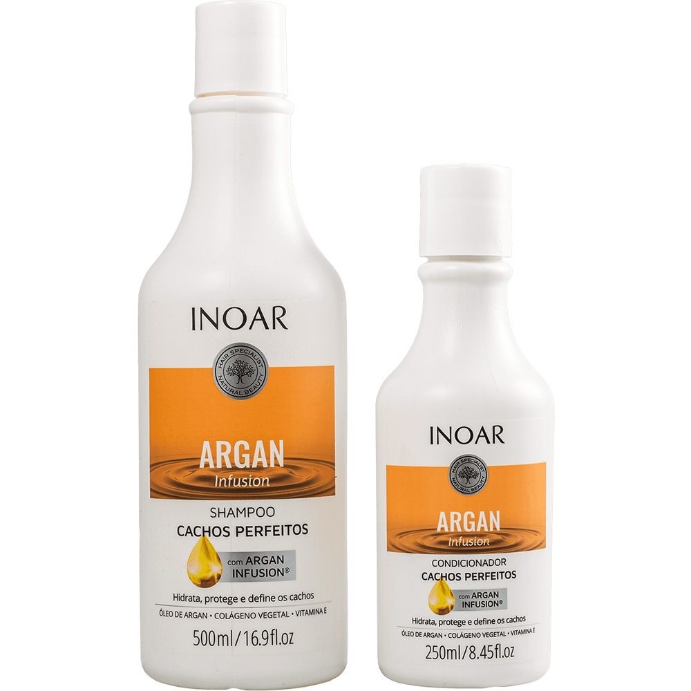 Inoar Kit Shampoo 500ml + Condicionador 250ml Argan Infusion Cachos Perfeitos 